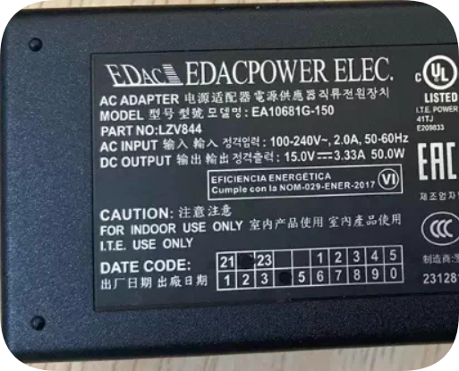 *Brand NEW*EDAC 4.0x1.7mm Power Adapter EA10681G-150 15V 3.33A 50W Small Round Connector